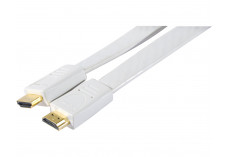 Cordon HDMI haute vitesse plat blanc 5m