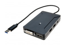Clé USB-A DisplayLink Carte écran Dual-View HDMI + DVI & Hub 2 ports