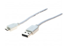 Cordon USB 2.0 type A / micro B blanc - 1,8m