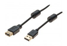 Rallonge USB 2.0 type A / B  avec ferrites noire - 1,0 m