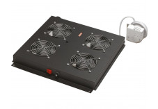 EKIVALAN Kit 4 ventilateurs avec thermostat, fixation toit, noir