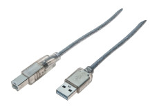 Cordon USB 2.0 type  A / B transparent - 3,0 m