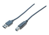 Cordon éco USB 2.0 type A /B gris - 0,6 m