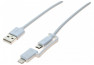 Cordon USB 2.0 A mâle vers Lightning + micro B mâles 1 M