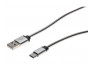 CORDON USB 2.0 C / Type- A SILVER tresse acier 1,0 M