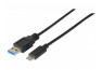 DACOMEX Sachet cordon USB 3.2 Gen1 Type-A / Type-C noir- 1 m