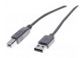 Cordon éco USB 2.0 type A /B gris - 5,0 m